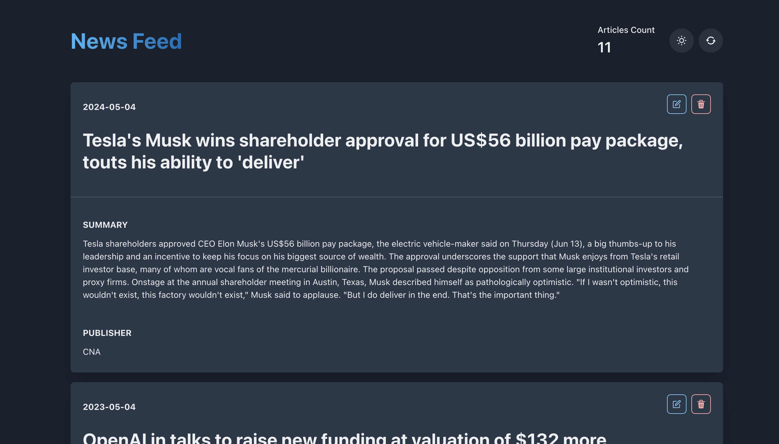 News Feed Webapp